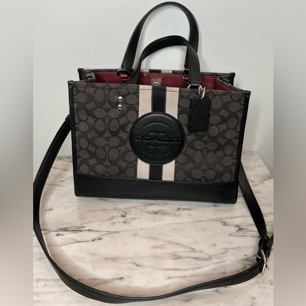 Women’s handbag (Coach Dempsey Carryall In Signature Jacquard W/ Coach Patch)